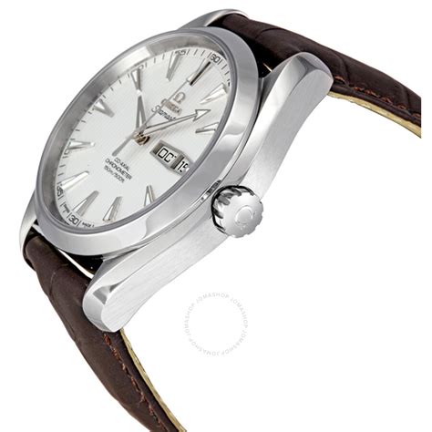 omega aqua terra silver dial automatic leather mens watch|omega aqua terra watch price.